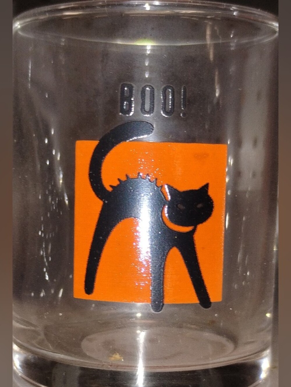 Halloween Black Cat Shot Glass with Orange Accent *3 for $10*